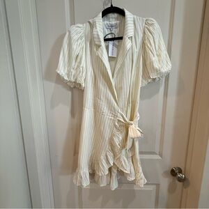 WeWoreWhat puff sleeve wrap dess